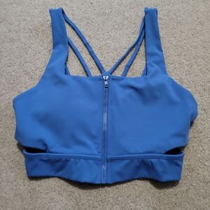 BuffBunny Blizzard Zip-Front Sports Bra Blue Alaska